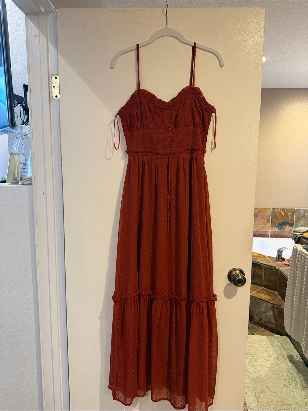 Patrons of Peace Rust Spaghetti-Strap Maxi Dress